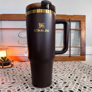 Stanley Brown Travel Tumbler with Gold Trim ~ Stanley Chocolate Gold GUC